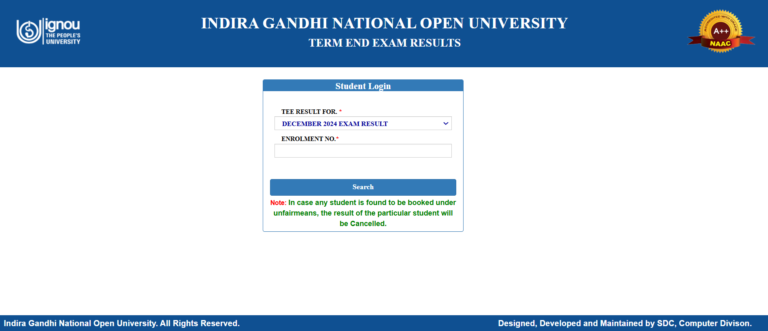 IGNOU December TEE 2024 Result Out